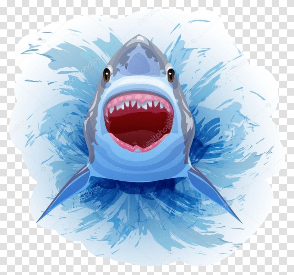 Мультяшная акула с открытым ртом