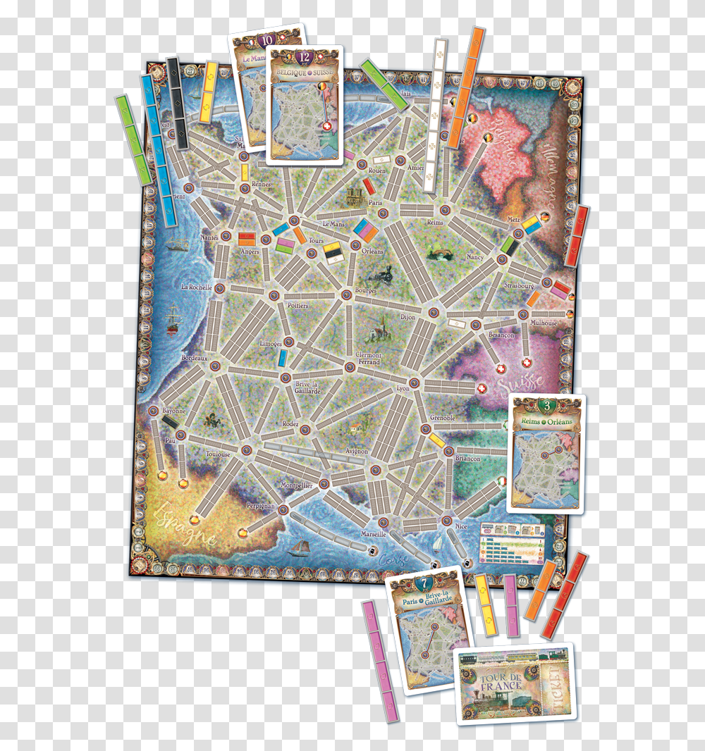 Ticket To Ride France And Old West, Game, Plot, Plan, Diagram Transparent Png
