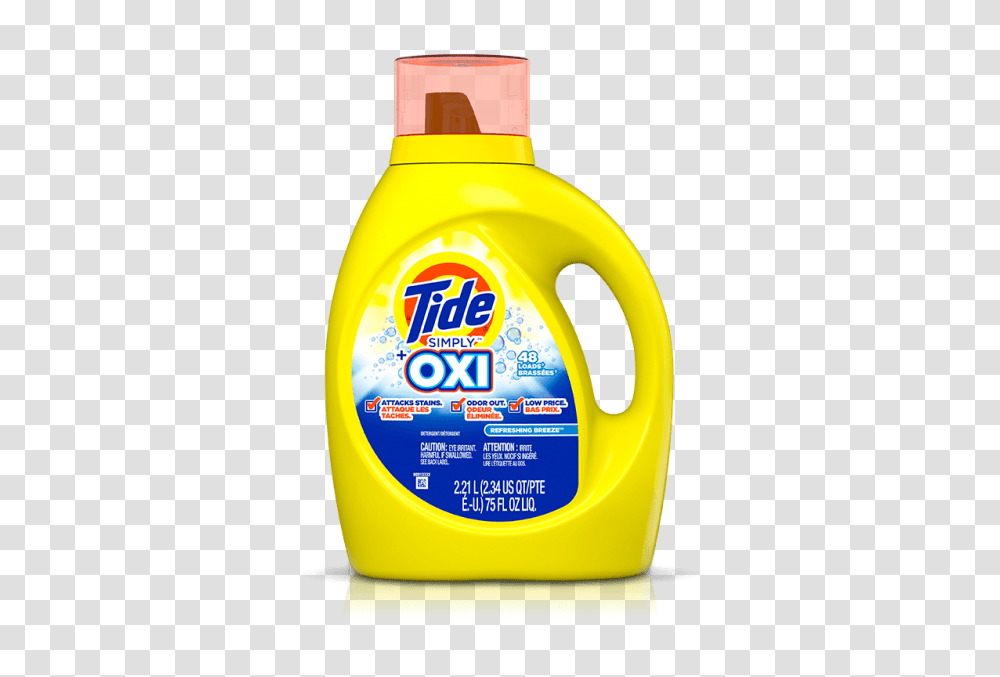 Tide Simply Plus Oxi Liquid Laundry Detergent, Bottle, Sunscreen, Cosmetics, Label Transparent Png