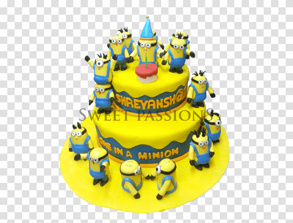 Tier Minion Party Time Cake, Dessert, Food, Birthday Cake Transparent Png