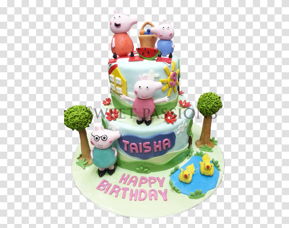 Tier Peppa Pig 3d Cake, Dessert, Food, Birthday Cake Transparent Png