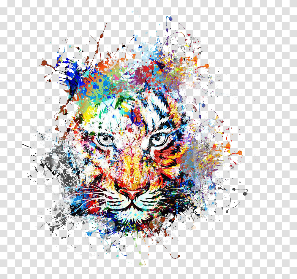 Tiger Art Abstract Painting Free Photo Abstract Painting, Ornament, Pattern, Fractal Transparent Png