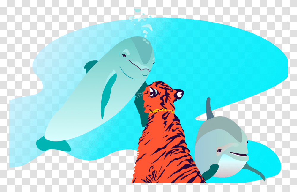 Tiger Art Dolphins Big Cat Tiger Gradient Design Vector, Wildlife, Mammal, Animal, Sea Life Transparent Png