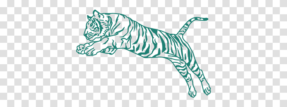 Tiger Attacking Prey Hand Drawn Angry Tiger Jumping, Animal, Reptile, Dinosaur, Mammal Transparent Png