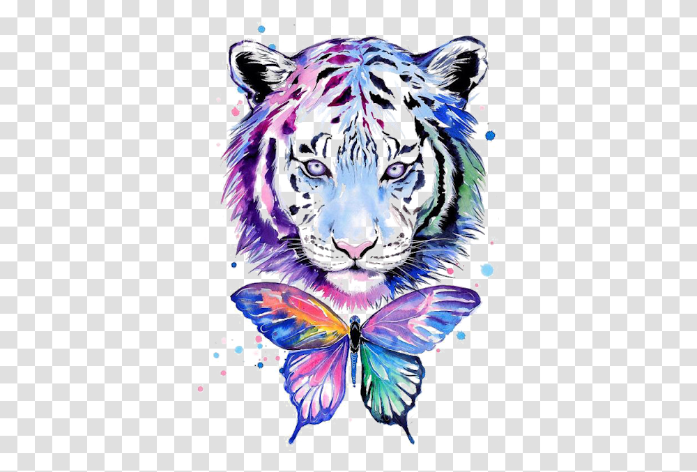 Tiger Background Tiger Free Images Pinturas De Colorful Watercolor Tiger, Advertisement, Poster, Collage, Graphics Transparent Png