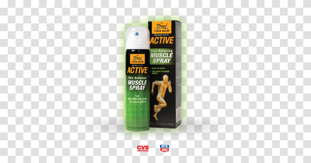Tiger Balm Active Muscle Spray, Bottle, Cosmetics, Tin, Sunscreen Transparent Png