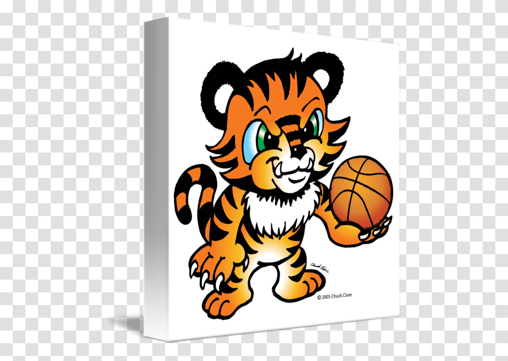 Tiger Basketball By Chuck Clore Vector Download Tiger With A Basketball, Costume, Mascot, Poster, Advertisement Transparent Png