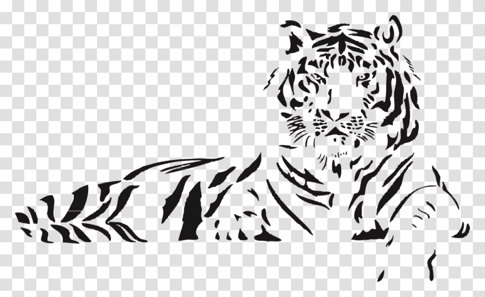Tiger By Black And White, Floral Design, Pattern Transparent Png
