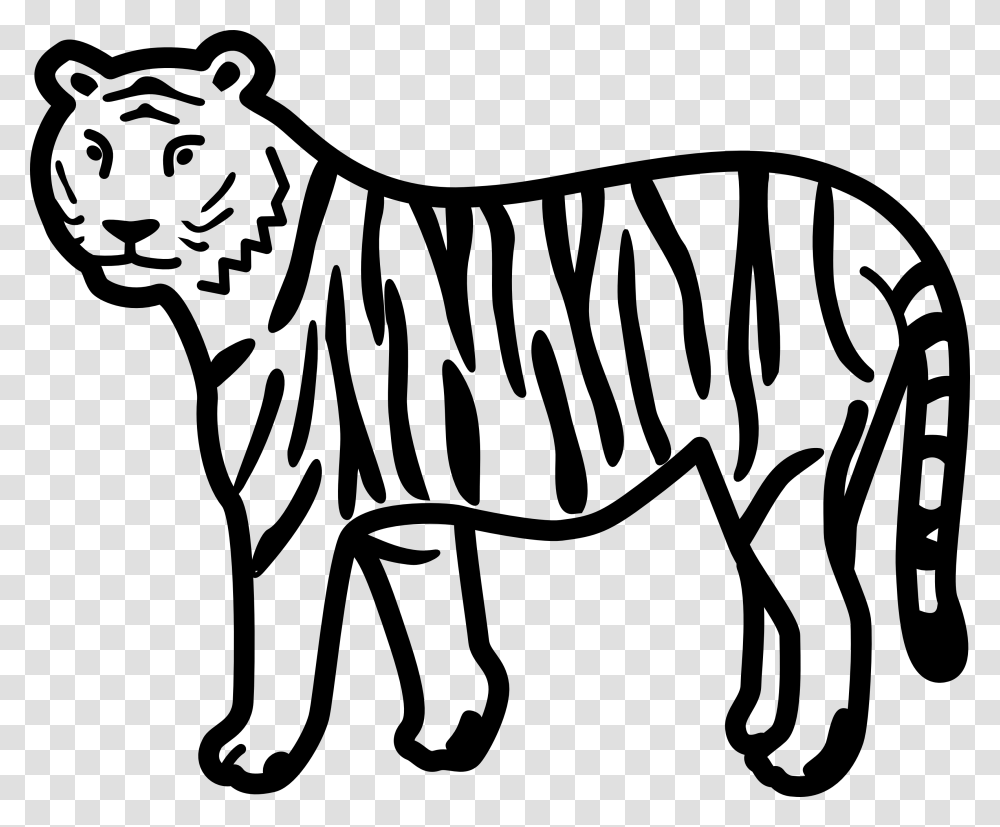 Tiger Clipart Black And White, Mammal, Animal, Wildlife, Zebra Transparent Png