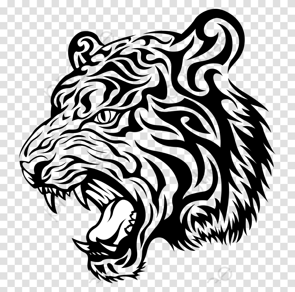 Tiger Clipart Black Tiger Vector, Hand, Stencil, Silhouette Transparent Png