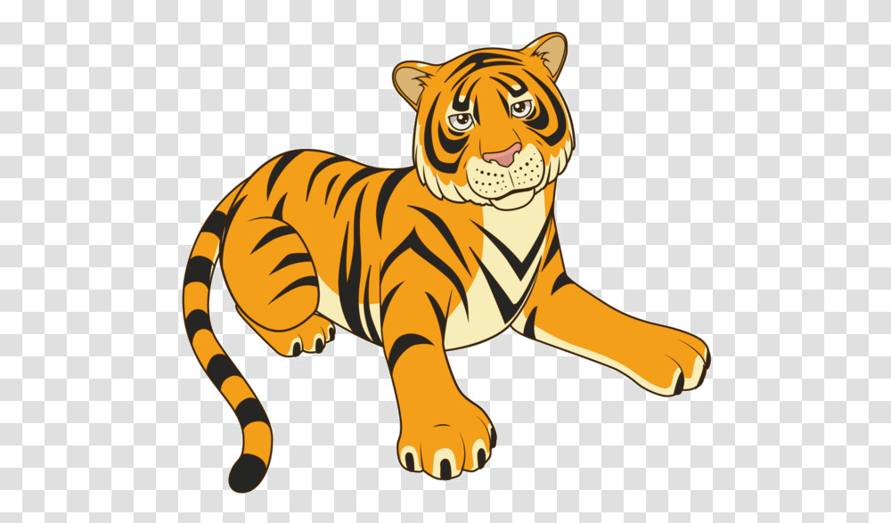 Tiger Clipart Cartoon Vector And Animations Cartoon Tiger, Wildlife, Mammal, Animal, Pet Transparent Png