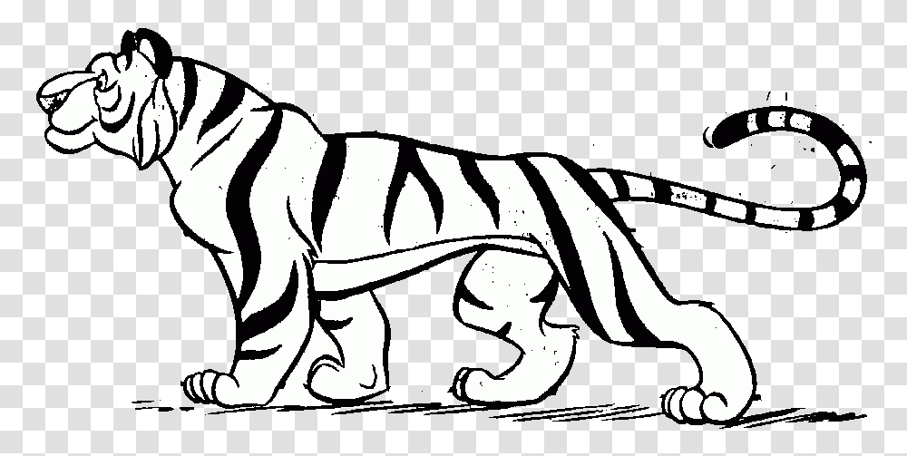 Tiger Clipart Impressive Design Black And White Classy Cartoon Tiger Clipart Black And White, Reptile, Animal, Stencil, Dragon Transparent Png