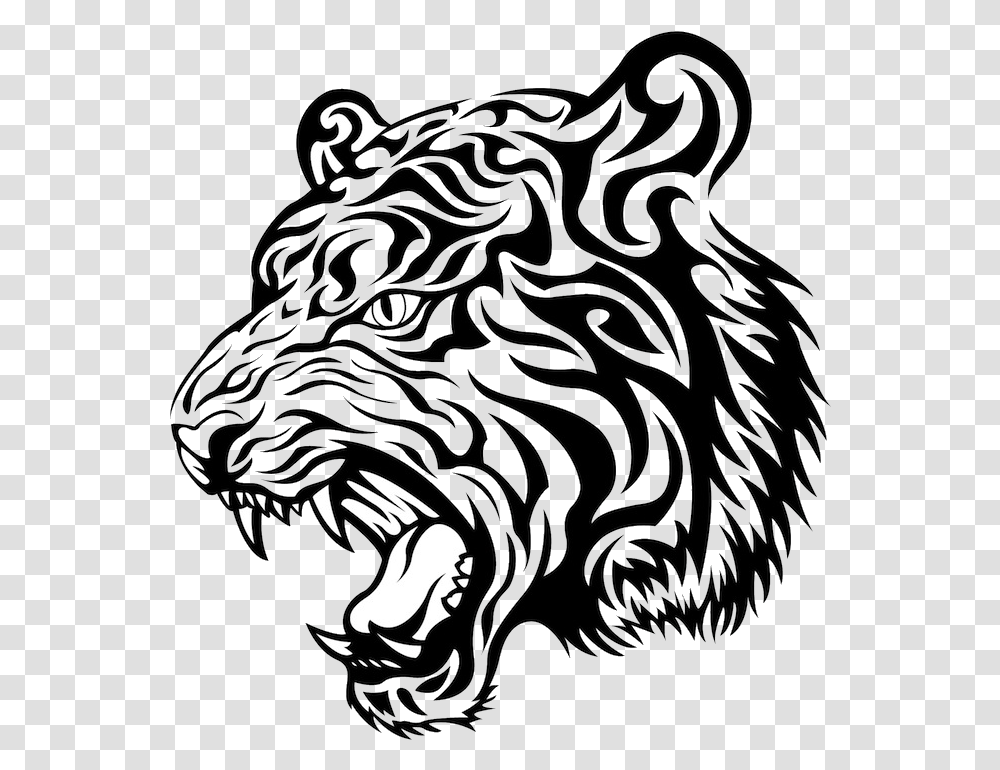 Tiger Face Free Head Clipart Clip Art Tiger Face Black And White Clipart, Wildlife, Animal, Mammal, Panther Transparent Png