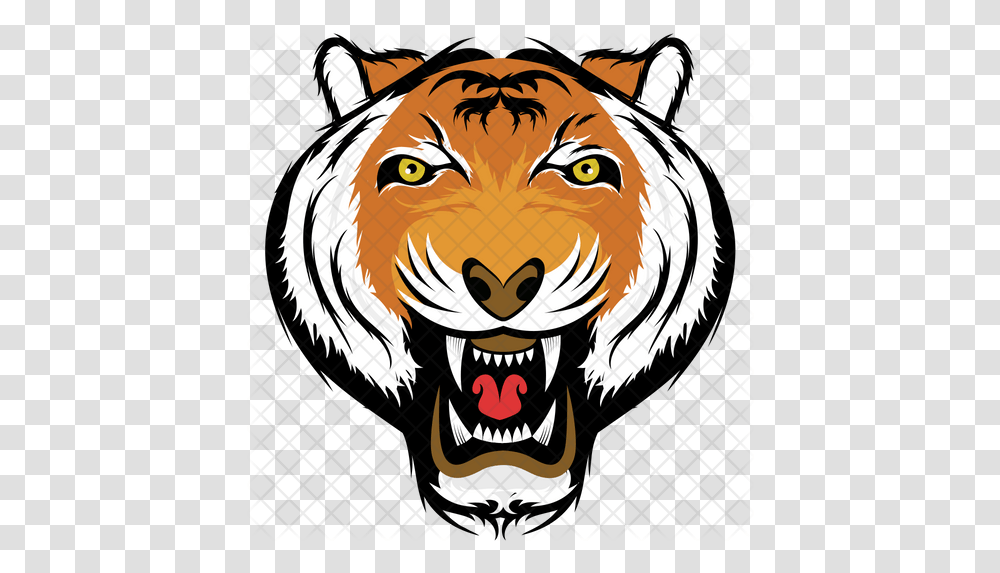 Tiger Face Icon Cartoon, Animal, Mammal, Wildlife, Canine Transparent Png