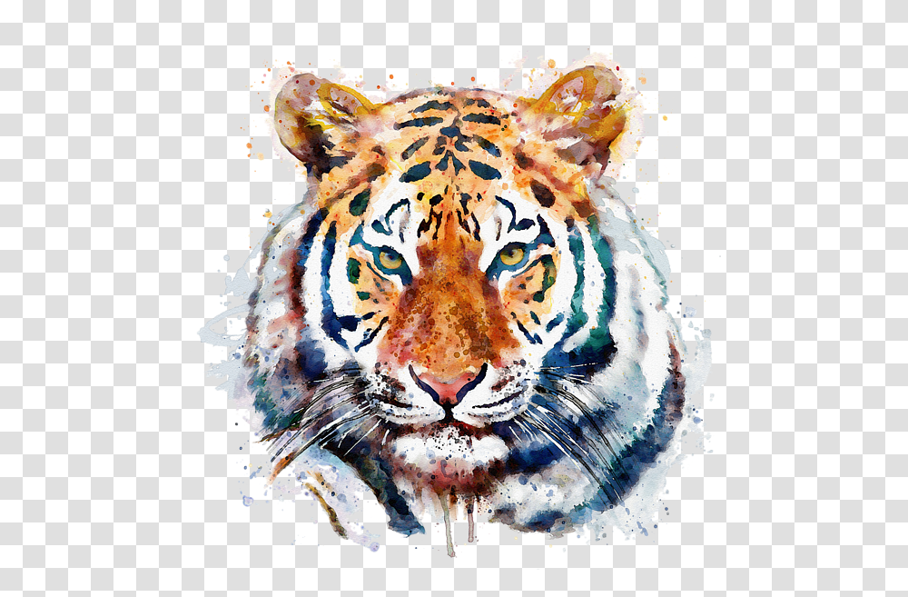 Tiger Face Painting Tiger Watercolor, Wildlife, Animal, Mammal, Panther Transparent Png