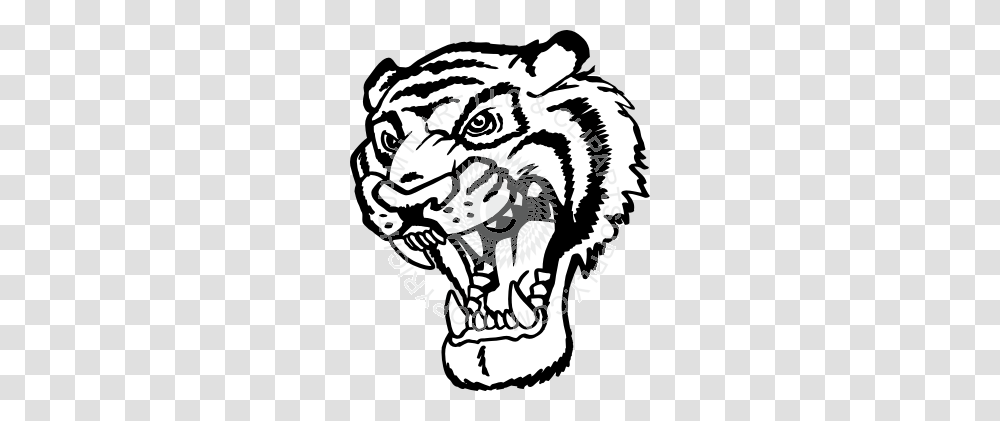 Tiger Head Black White, Stencil, Statue, Sculpture Transparent Png