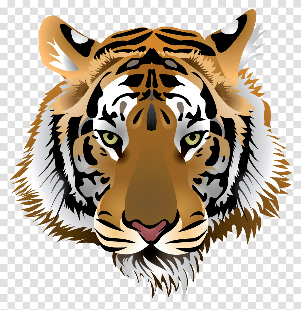 Tiger Head Clip Art Tiger Head Vector, Mammal, Animal, Wildlife, Leisure Activities Transparent Png
