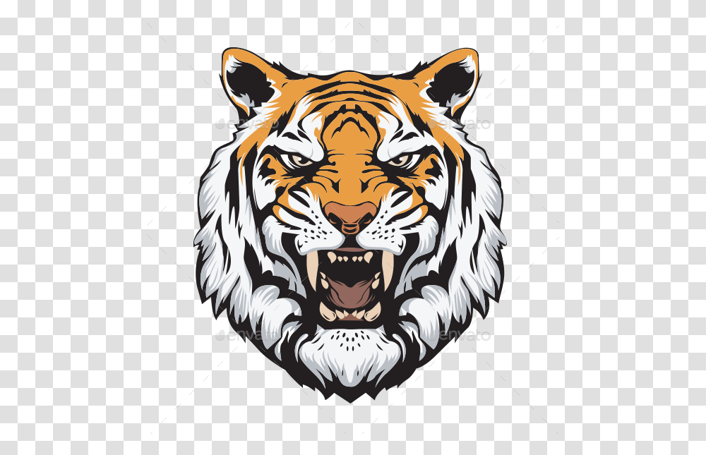 Tiger Head Vector Fierce Tiger Face Drawing, Wildlife, Mammal, Animal, Leisure Activities Transparent Png