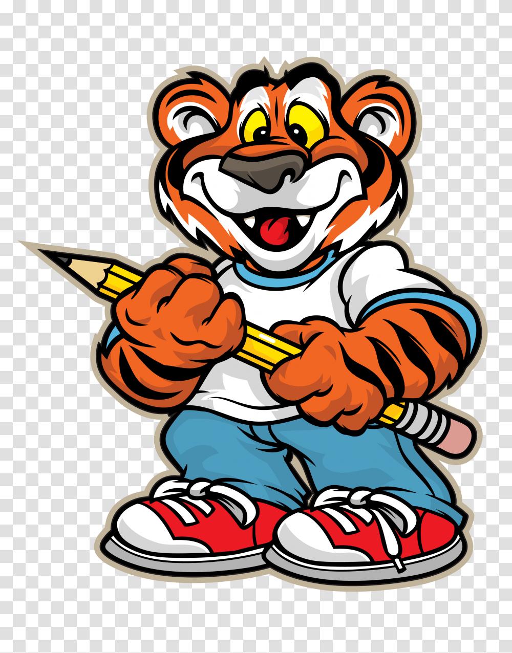 Tiger In School Clipart, Shoe, Footwear, Apparel Transparent Png