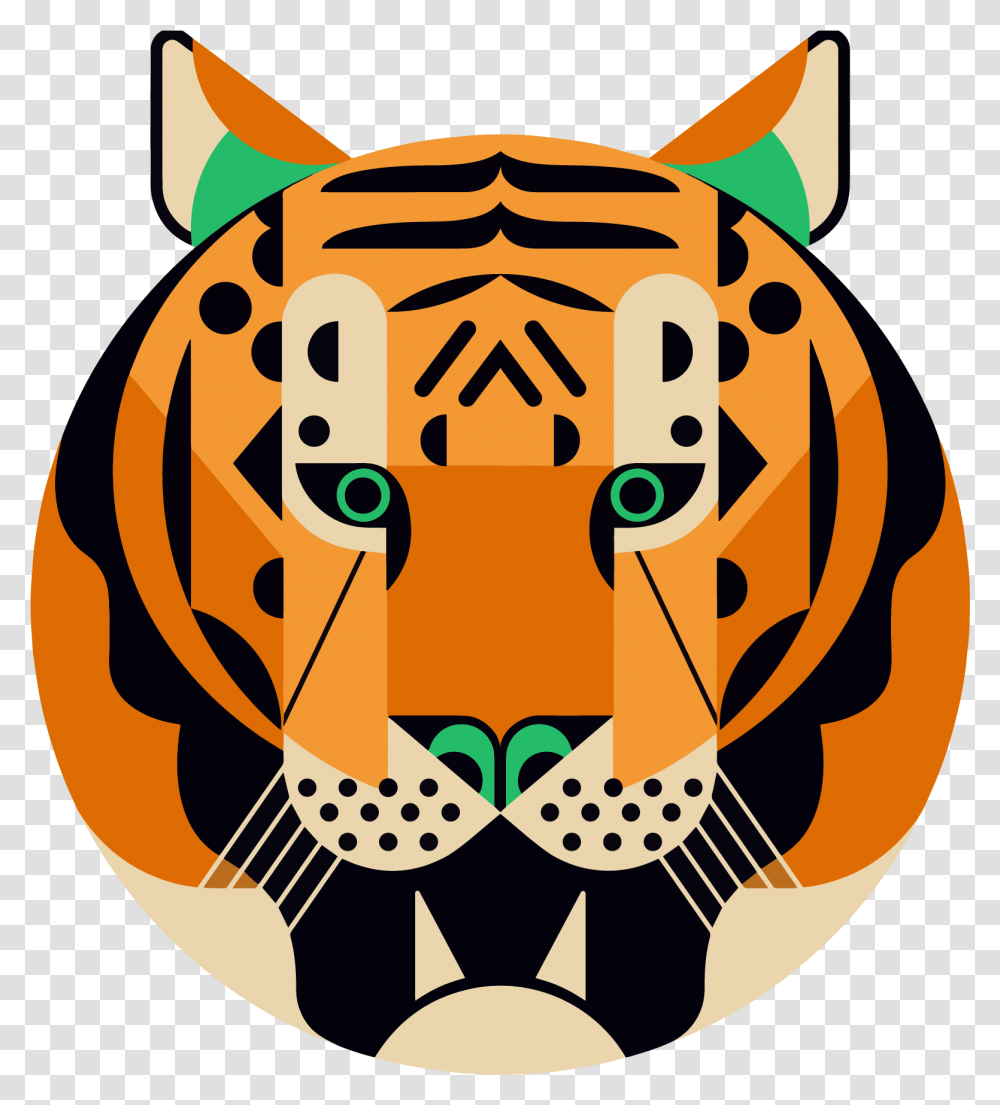 Tiger Logo 5 Head Owen Davey Illustration Animals, Label, Plant, Halloween Transparent Png