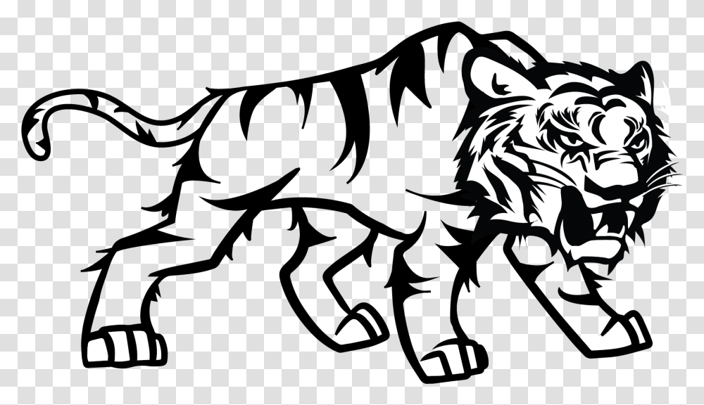 Tiger Logo Black And White Lion, Stencil, Animal, Mammal Transparent Png