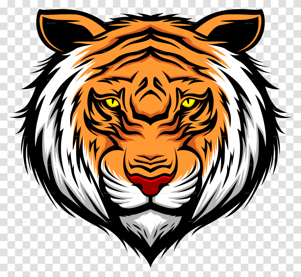 Tiger Mascot Head Logo Download, Wildlife, Animal, Mammal Transparent Png