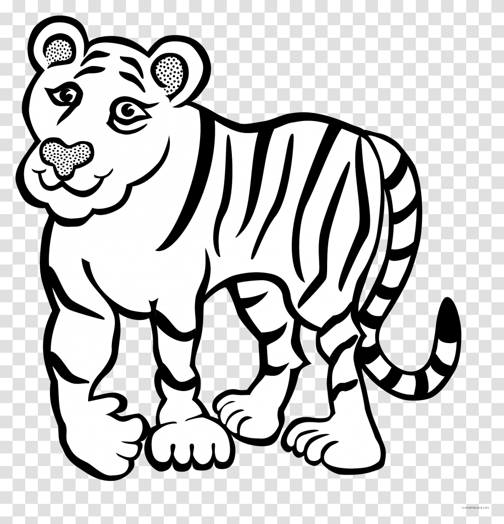 Tiger Outline Animal Free Black White Clipart Images Tiger Images For Coloring, Mammal, Wildlife, Cattle, Bull Transparent Png