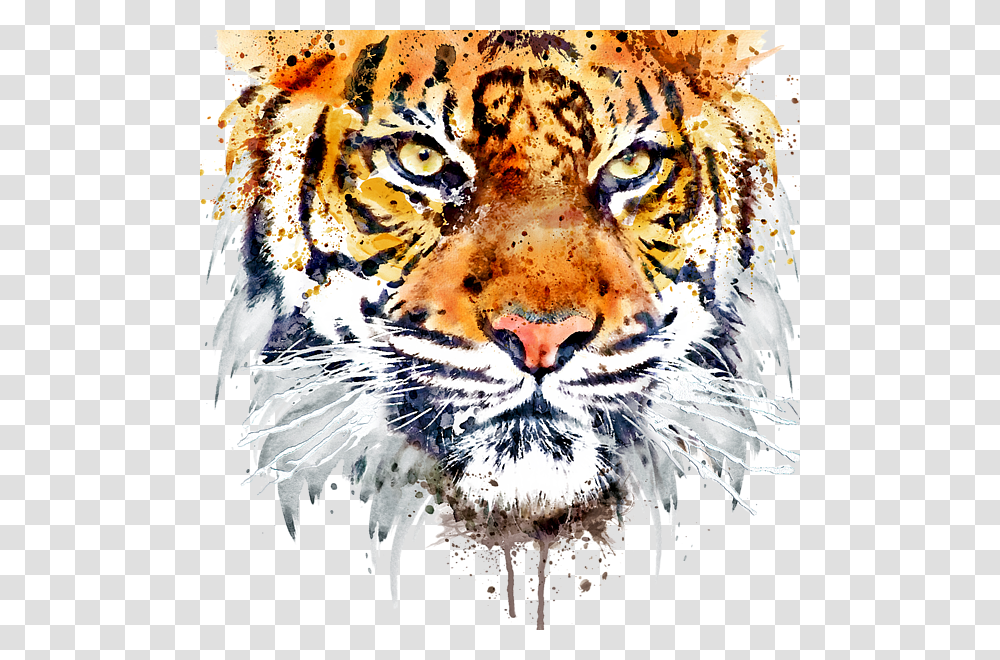 Tiger Painting Black And White, Panther, Wildlife, Mammal, Animal Transparent Png