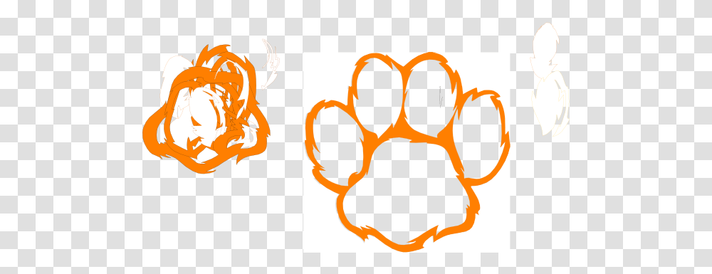 Tiger Paw White Orange Purple Clip Art Vector Tiger, Hand, Stencil, Person, Human Transparent Png