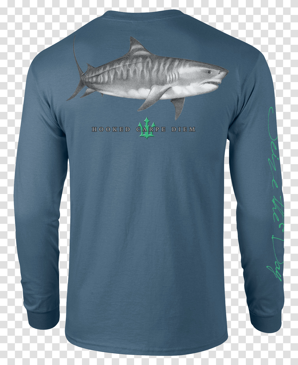 Tiger Shark T Shirt Long Sleeve Hooked Carpe, Apparel, Person, Human Transparent Png