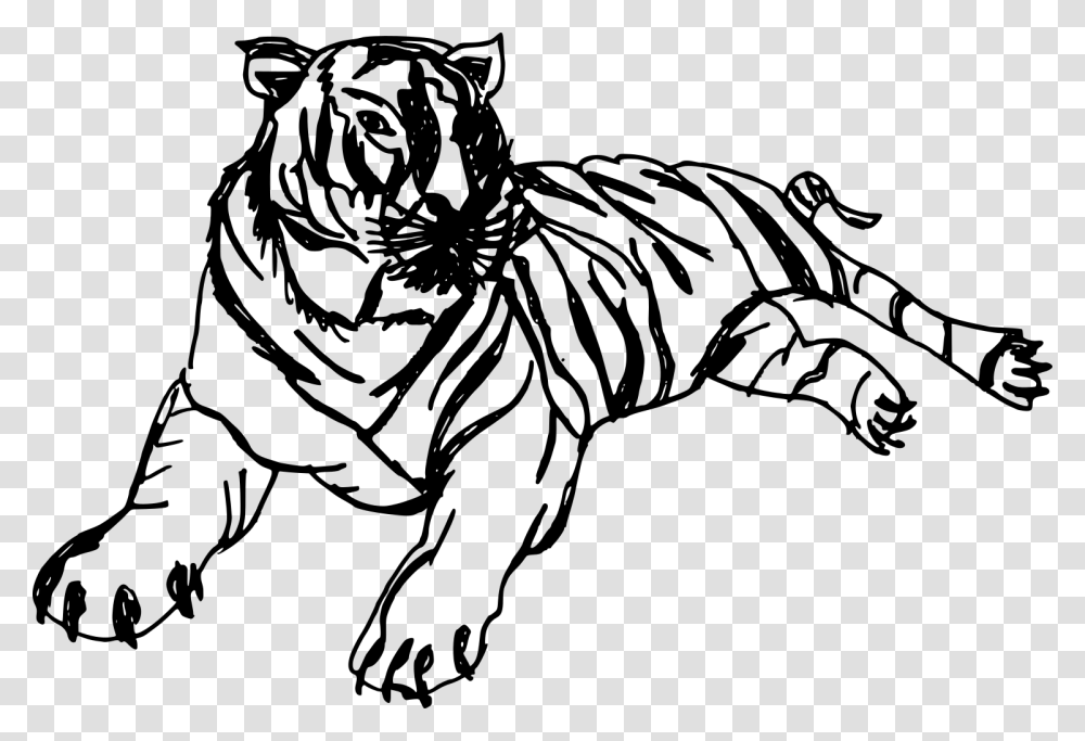 Tigers Drawing Hand Drawn Tiger Drawing Cartoon Black And White, Gray, World Of Warcraft Transparent Png