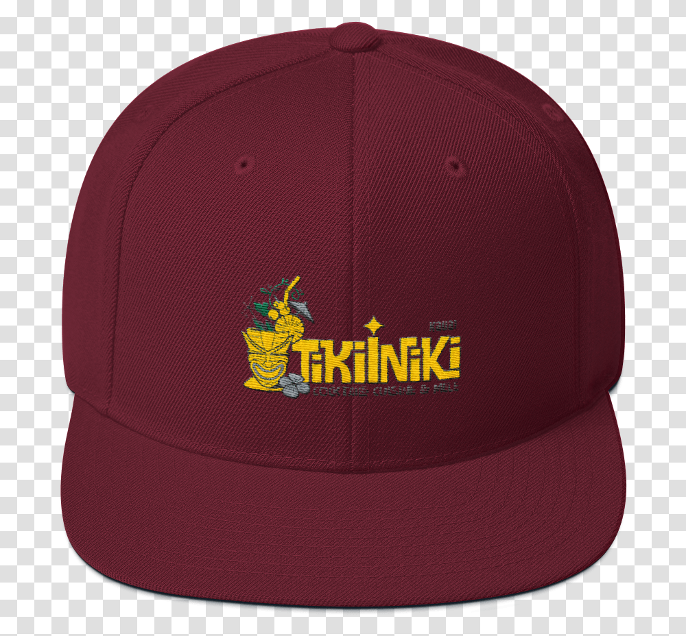 Tiki Iniki Kauai Snapback Yellow Mockup Front Maroon Baseball Cap, Apparel, Hat Transparent Png