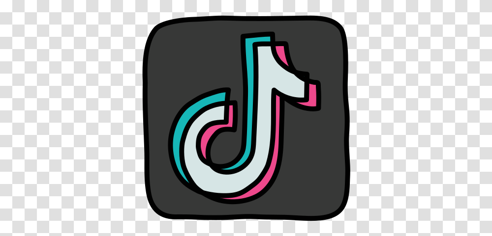 Tiktok Icon In Doodle Style Tiktok Cartoon App Logo, Text, Alphabet, Symbol, Trademark Transparent Png