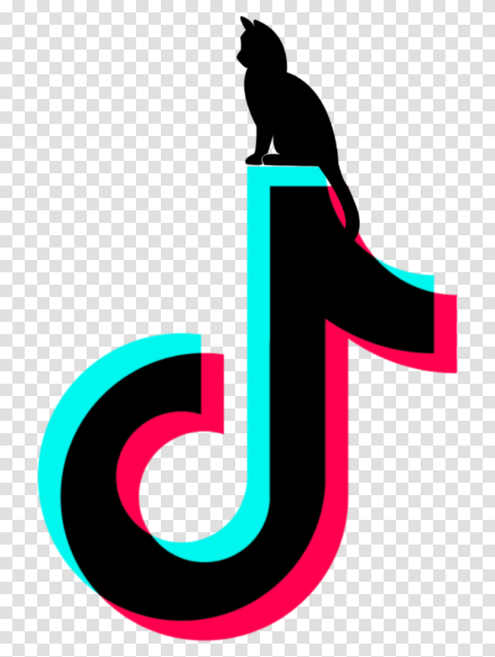 Tiktok Logo With Cat Mit Katze Schwarz Black Tik Tok Logo, Alphabet, Trademark Transparent Png