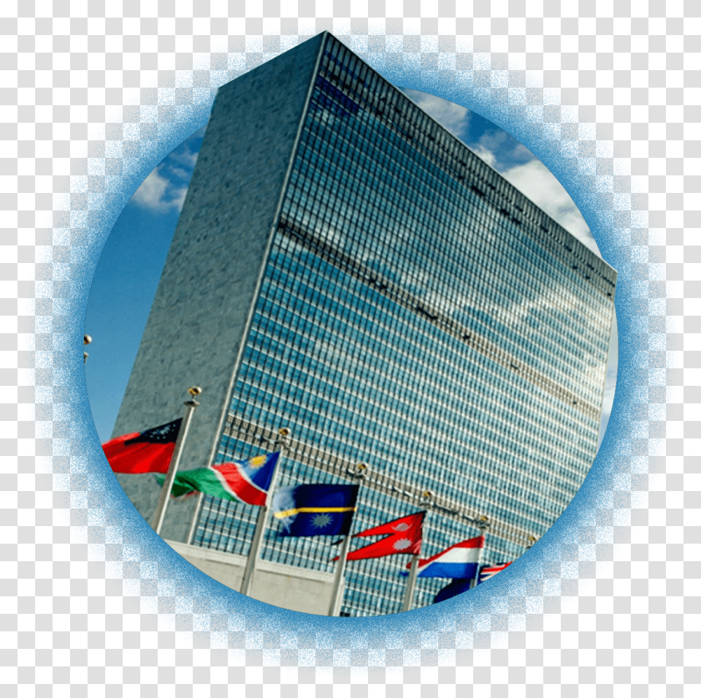 Tile Un Headquarters United Nations, Flag, Sphere, Office Building, Fisheye Transparent Png
