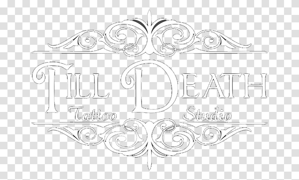 Till Death Tattoo Studio Calligraphy, Label, Stencil, Alphabet Transparent Png