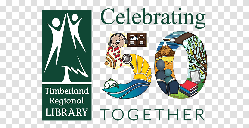 Timberland Regional Library 50th Anniversary Logo 50 Anniversary Logos, Poster, Advertisement, Bird, Animal Transparent Png