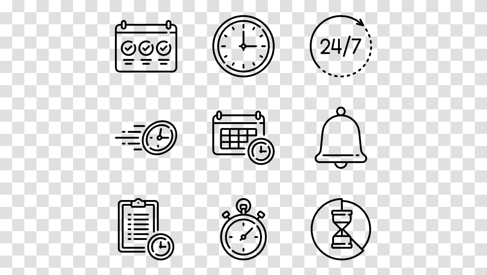 Time Management Cute Icon Black And White, Gray, World Of Warcraft Transparent Png