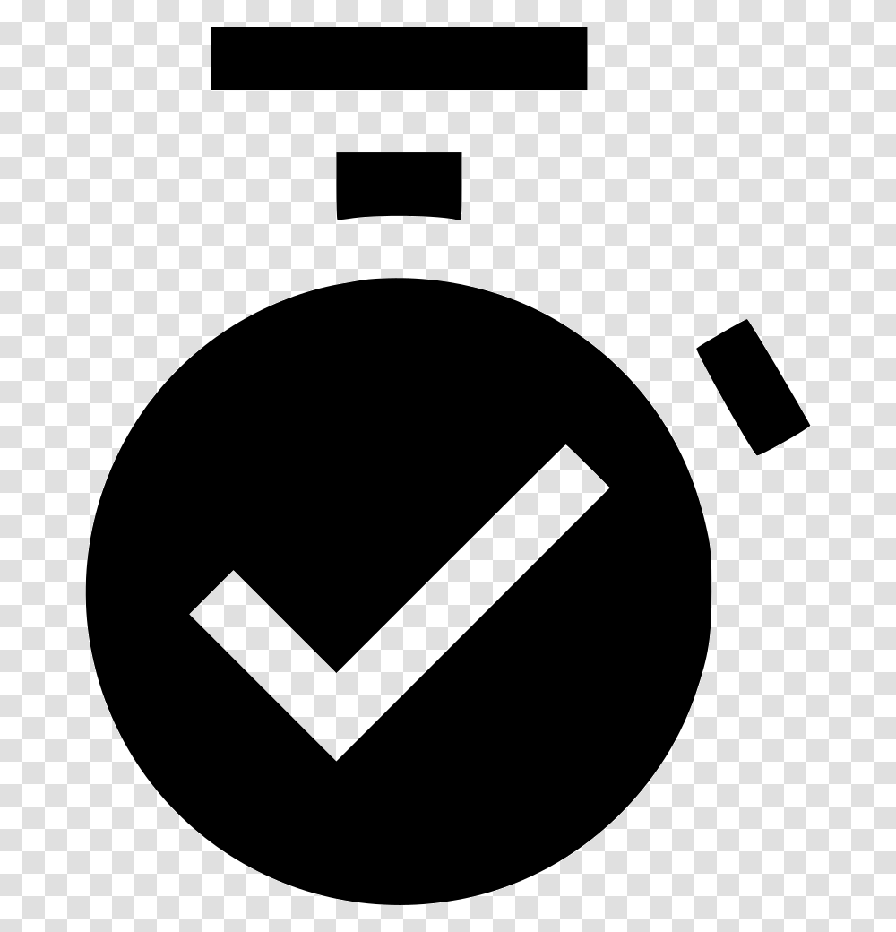 Time Management Strees Stopwatch Watch Tick Circle Check Mark, Stencil, Logo, Trademark Transparent Png