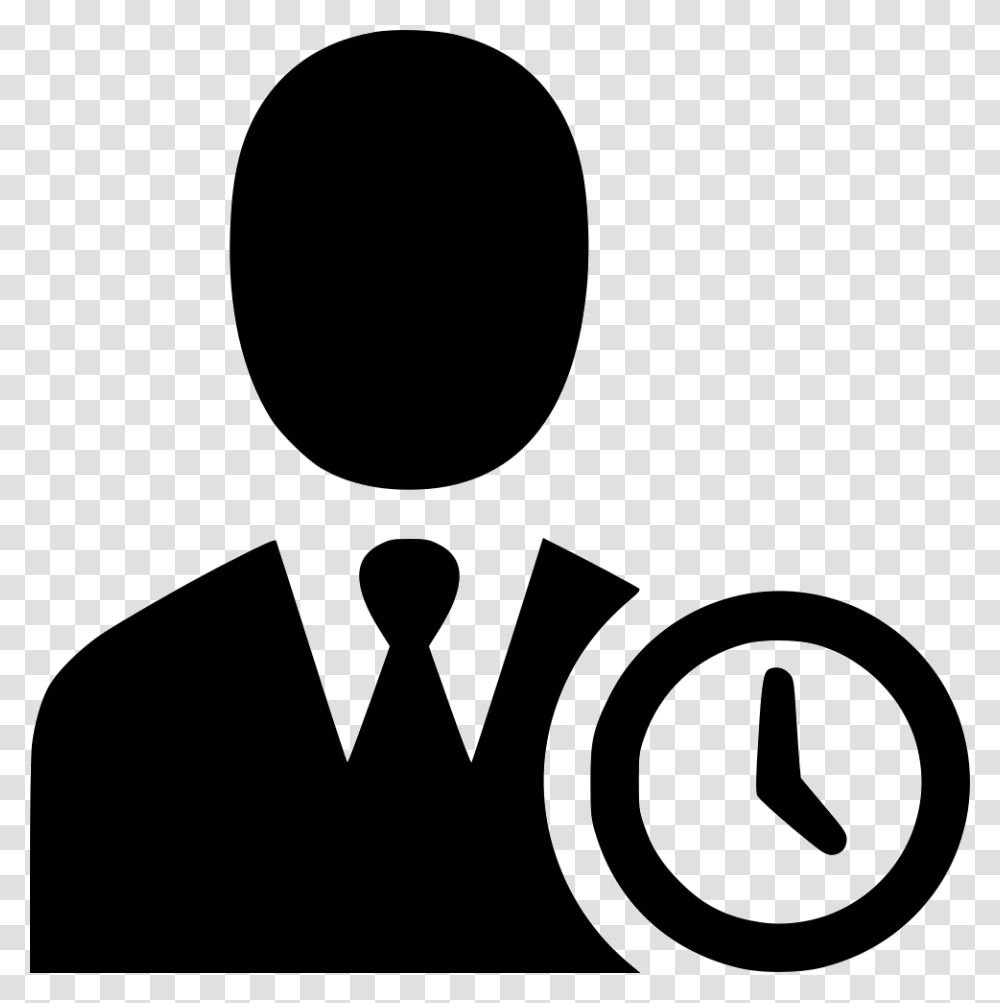 Time Work User Man Clock Working Hours Icon, Silhouette, Stencil, Face Transparent Png