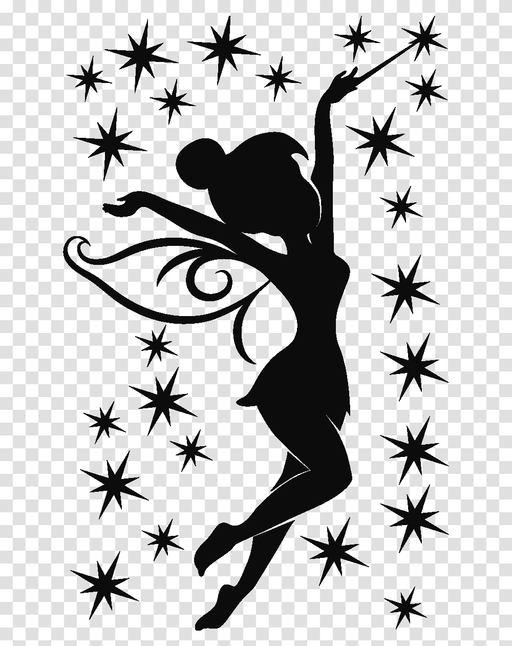 Tinkerbell Clipart Black And White, Tree, Plant, Floral Design Transparent Png