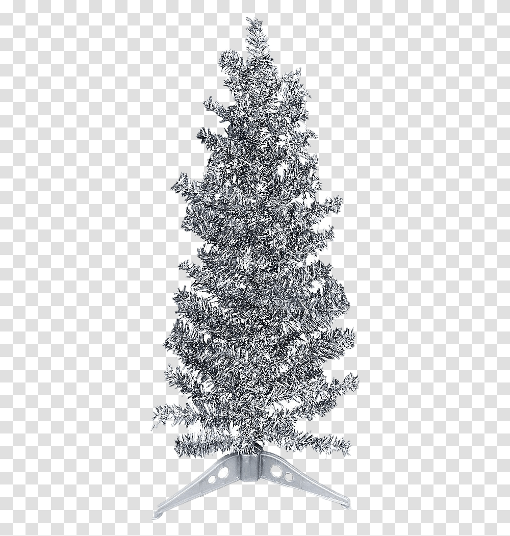 Tinsel Christmas Tree Background Plastic Gold Christmas Tree, Ornament, Plant, Fractal, Pattern Transparent Png