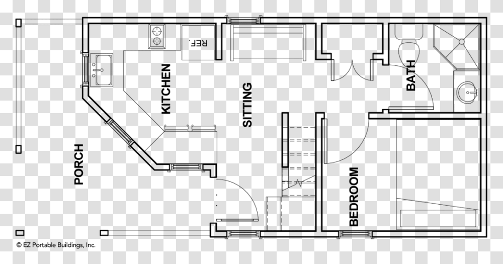 Tiny House Clipart Portable Building 12x32 Cabin Floor Plans, Plot, Diagram Transparent Png