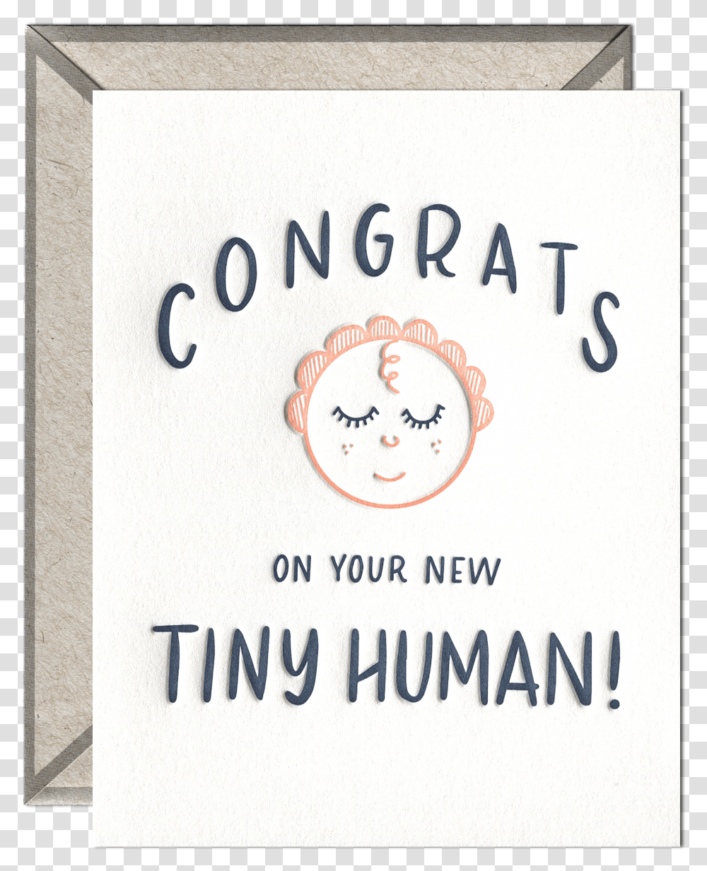 Tiny Human Congrats Letterpress Greeting Card With Illustration, Label, Handwriting, Calligraphy Transparent Png