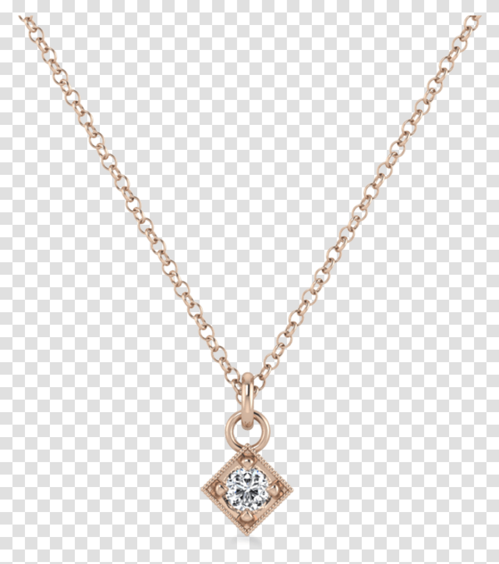 Tiny Square Diamond Necklace Rolo Cable Gold Chain, Jewelry, Accessories, Accessory, Pendant Transparent Png