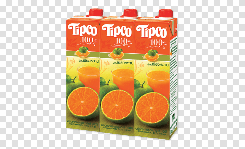Tipco 100 Tangerine Orange Juice, Beverage, Drink, Citrus Fruit, Plant Transparent Png