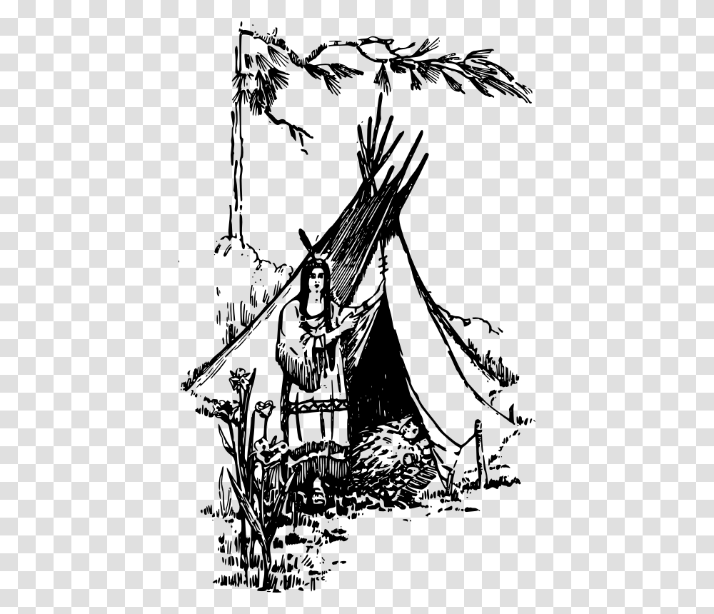 Tipi And Woman Illustration, Gray, World Of Warcraft Transparent Png