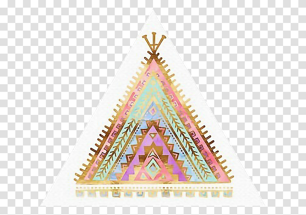 Tipi Colourful Design Aztec Bohemain Decor Decals Triangle, Rug Transparent Png