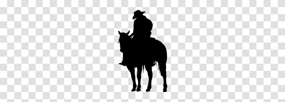 Tired Cowboy And Horse Sticker, Silhouette, Person, Human, Mammal Transparent Png