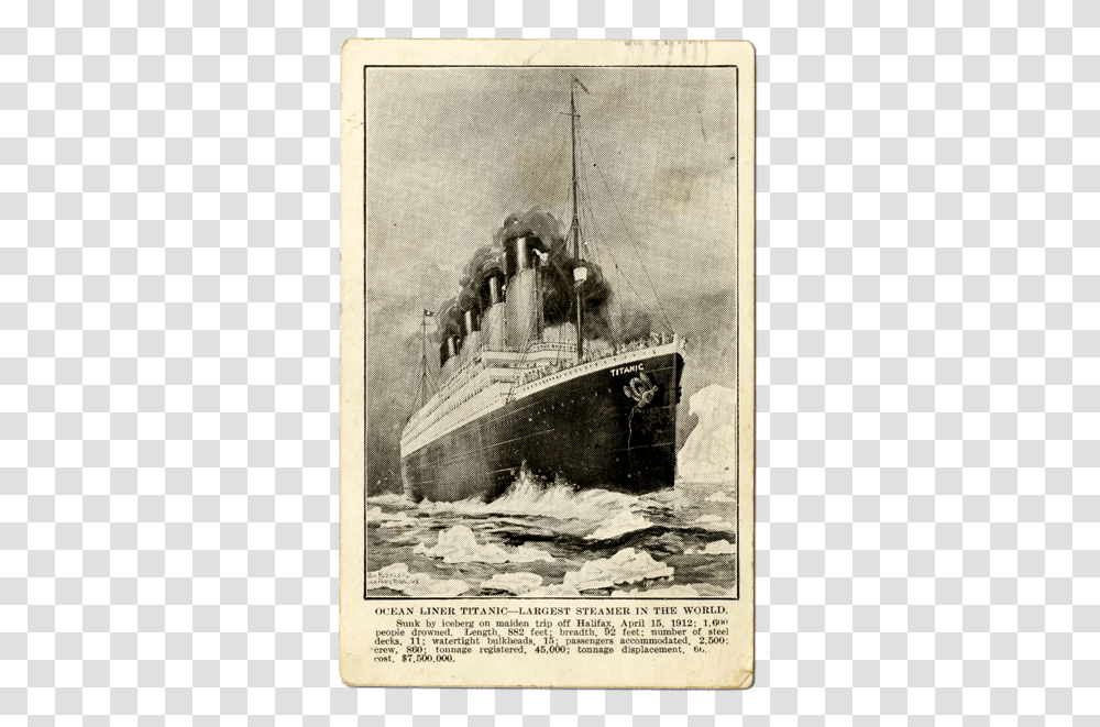 Titanic Memorial Postcards, Boat, Vehicle, Transportation, Steamer Transparent Png